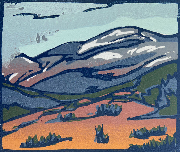 New Hampshire November, color woodblock print