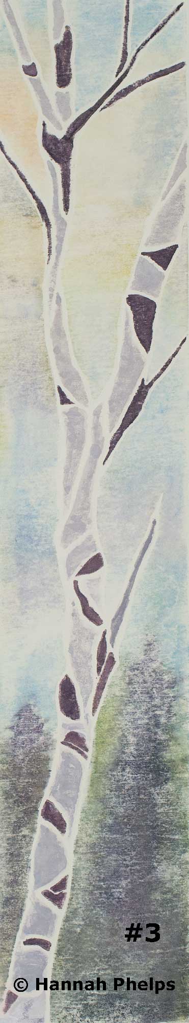 White-line woodcut print by New Hampshire artist Hannah Phelps