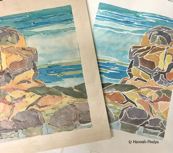 Hoplon, white-line woodcut print