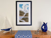 Upright Wave, jigsaw reduction woodblock print