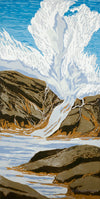 Upright Wave, jigsaw reduction woodblock print