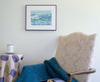 Wave in Green and Blue, color woodblock print