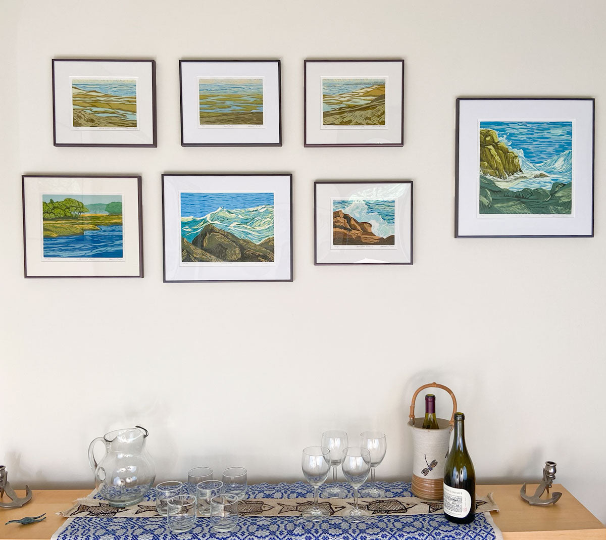 Sand Pools, jigsaw reduction woodblock print