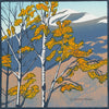 Late Leaves and Snowy Peaks, color woodblock print