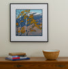 Late Leaves and Snowy Peaks, color woodblock print