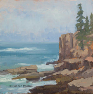 On site oil painting of Acadia National Park by New England artist Hannah Phelps.