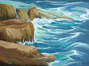 Oil painting of Appledore Island in Maine.