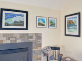 House on Ocean Point, jigsaw reduction woodblock print